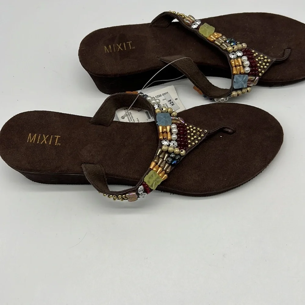Mixit Brown Sandals with Wedge Heel size 9 NWT